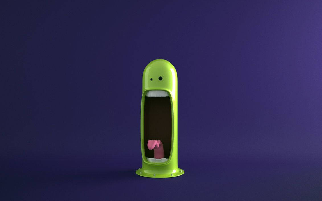 green, cartoon pickle, wide open mouth, SD Desktop Wallpaper