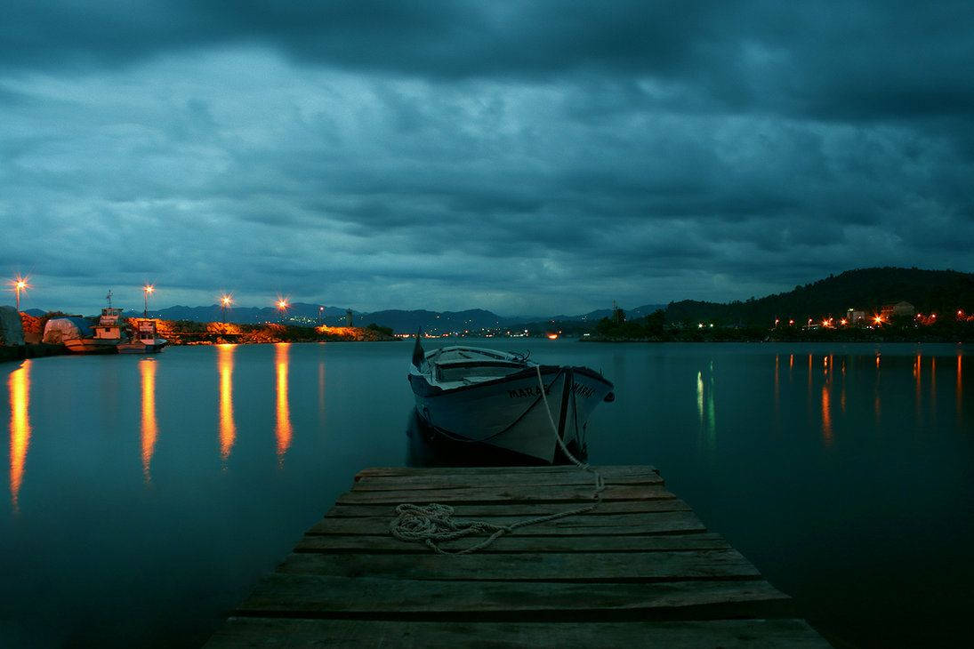 Boat Dock, DeviantArt, twilight sky, SD Desktop Wallpaper