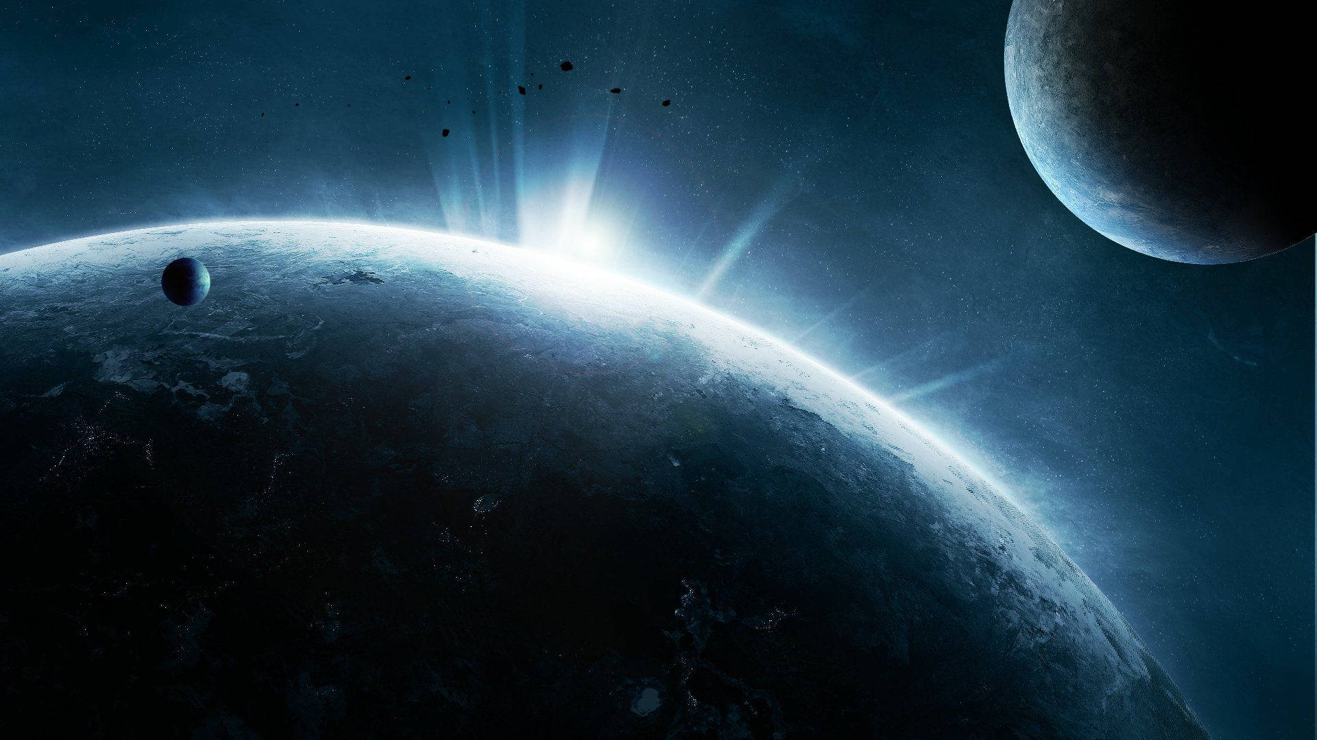Sunrise In Space DeviantArt, planet's curved horizon, sunrise, Full HD Desktop Wallpaper