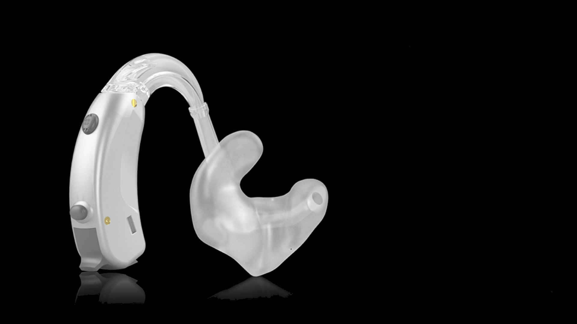 white hearing aid, behind-the-ear hearing aid, transparent earpiece, Full HD Desktop Wallpaper