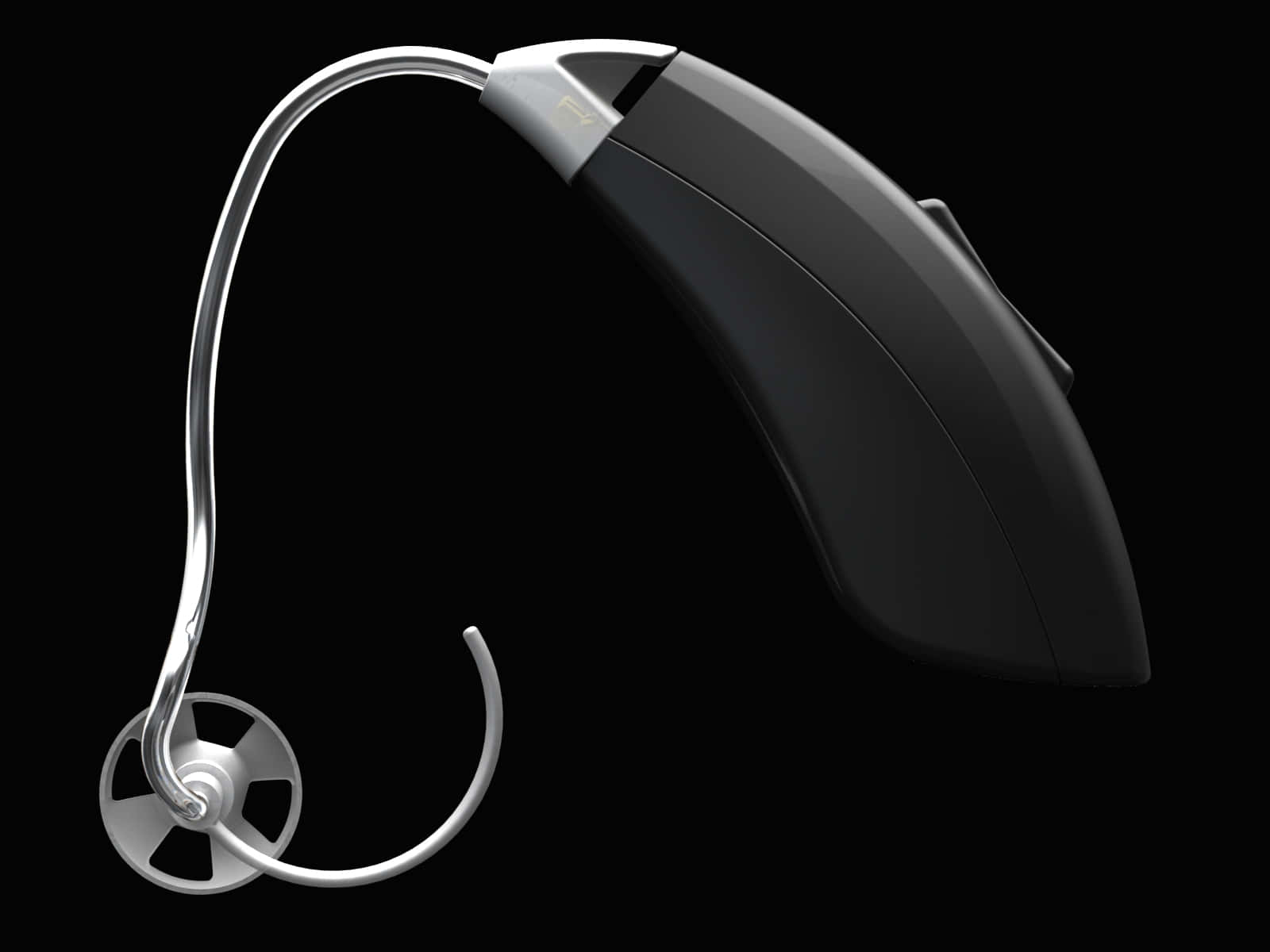 hearing aid, silver earhook, black body, HD Desktop Wallpaper