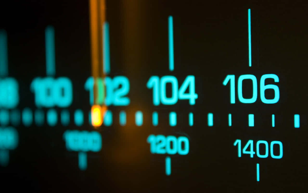 bright blue radio frequency dial, glowing radio frequency dial, warm orange needle, HD Desktop Wallpaper