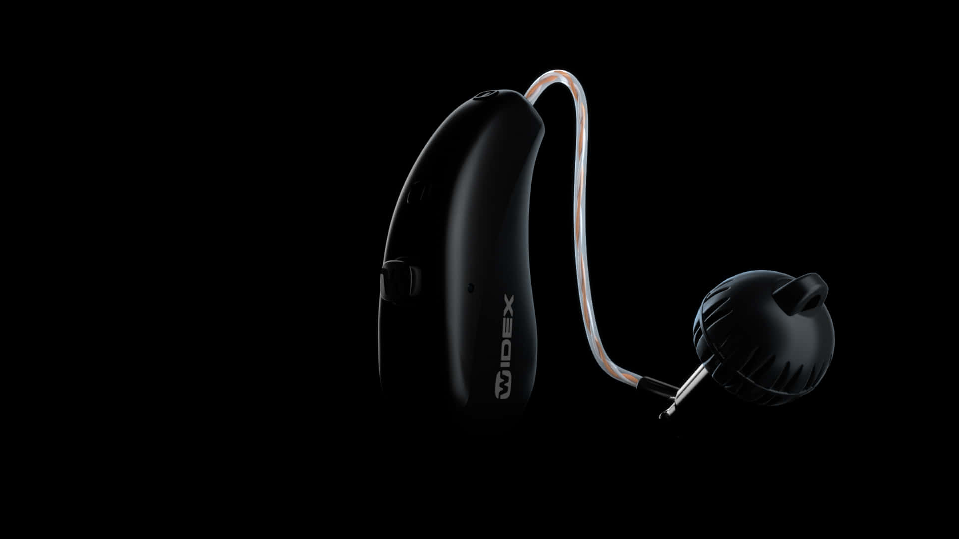 black hearing aid, behind-the-ear hearing aid, curved tube, Full HD Desktop Wallpaper