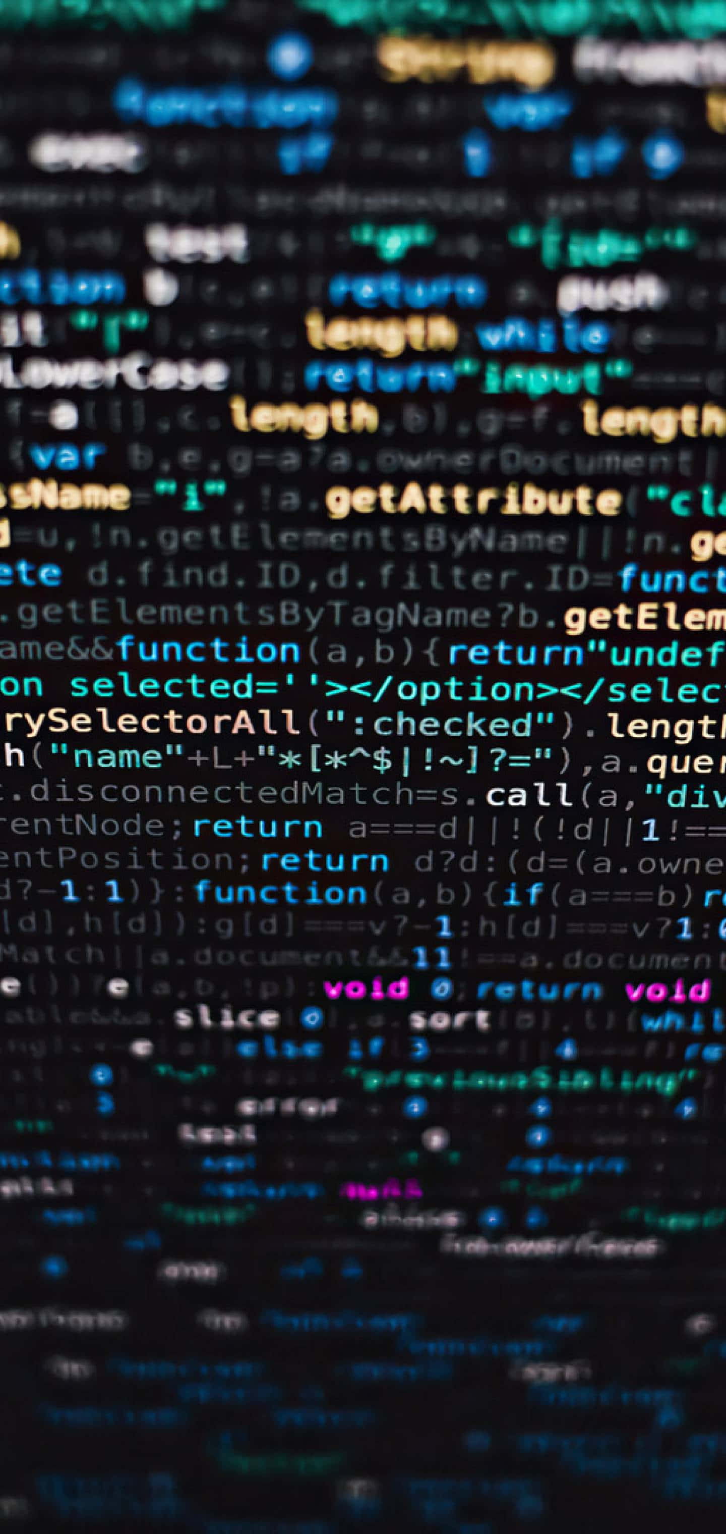 iPhone, coding, glowing lines of code, 2K Phone Wallpaper