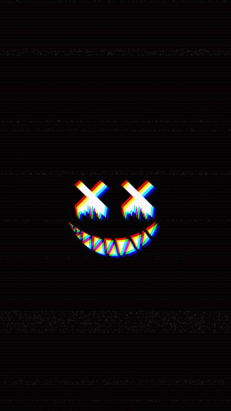 Devil Smile, Instagram PFP, glitchy rainbow smiley face, HD Phone Wallpaper