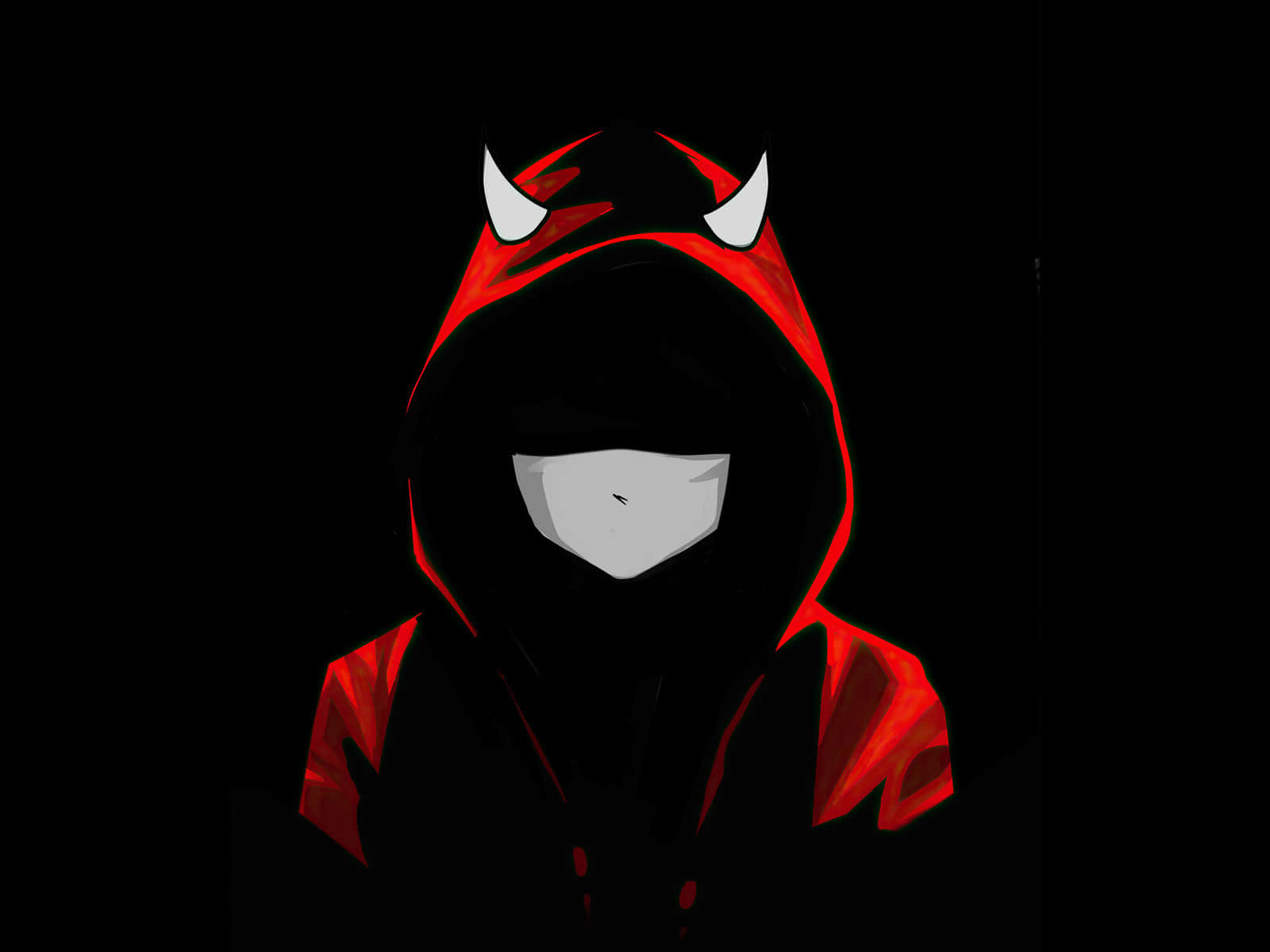 Devil Anime Boy, red hooded outfit, white horns, HD Desktop Wallpaper