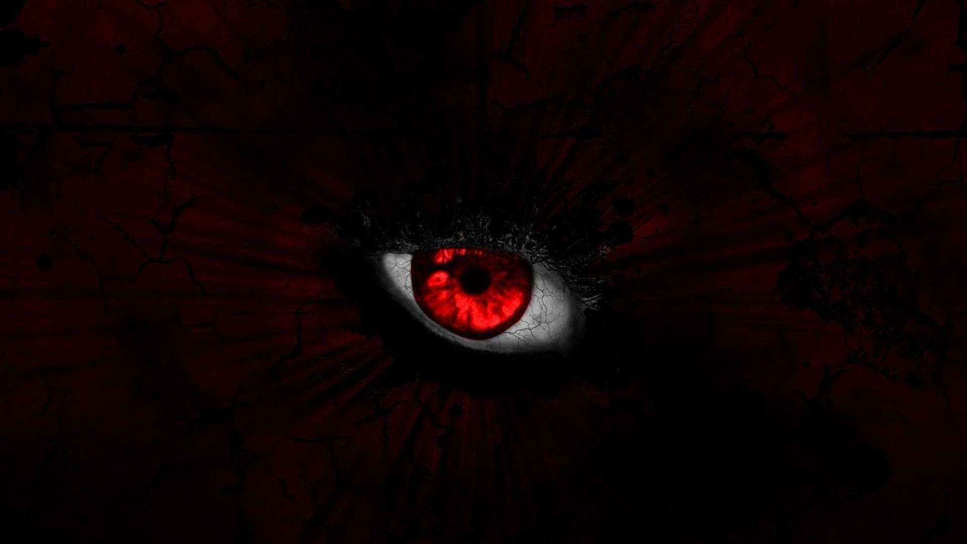 Eye Of The Devil, glowing red eye, cracked dark red walls, Full HD Desktop Wallpaper