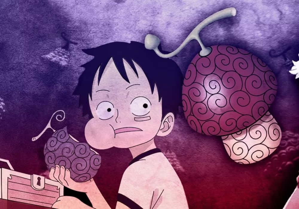 Devil Fruit, purple swirly fruit, young anime boy, SD Desktop Wallpaper