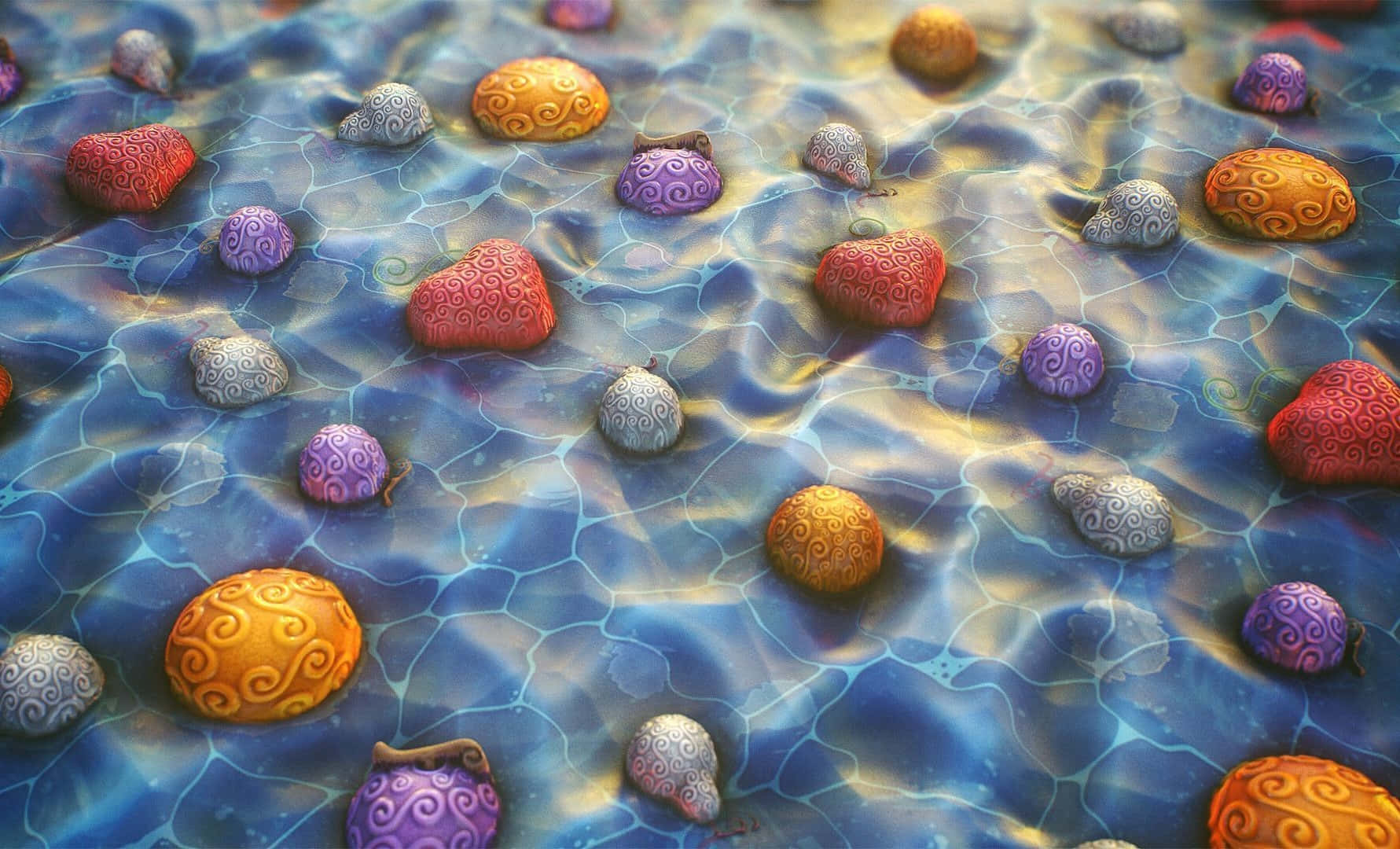 Devil Fruit, vibrant colorful stones, swirling patterns, HD Desktop Wallpaper