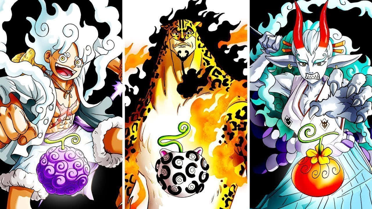 Devil Fruit, anime characters, stylized backgrounds, HD Desktop Wallpaper