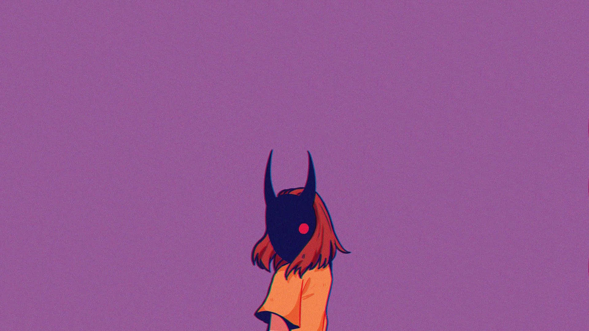 Devil Girl, black horned mask, red eye, Full HD Desktop Wallpaper