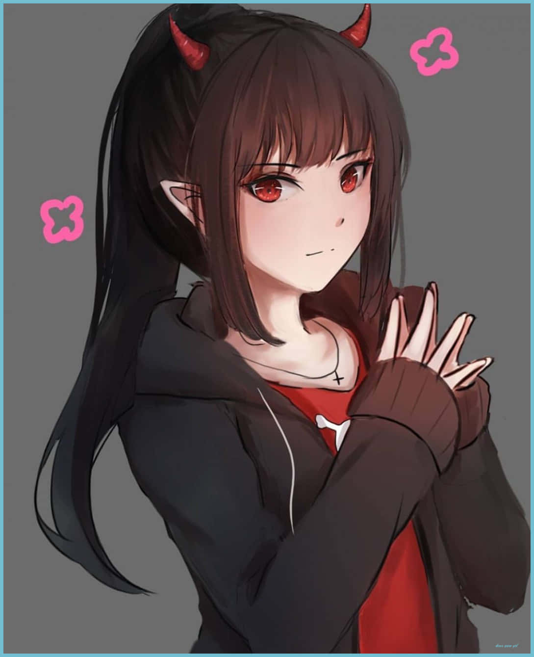 Devil Girl, red eyes, small horns, HD Phone Wallpaper