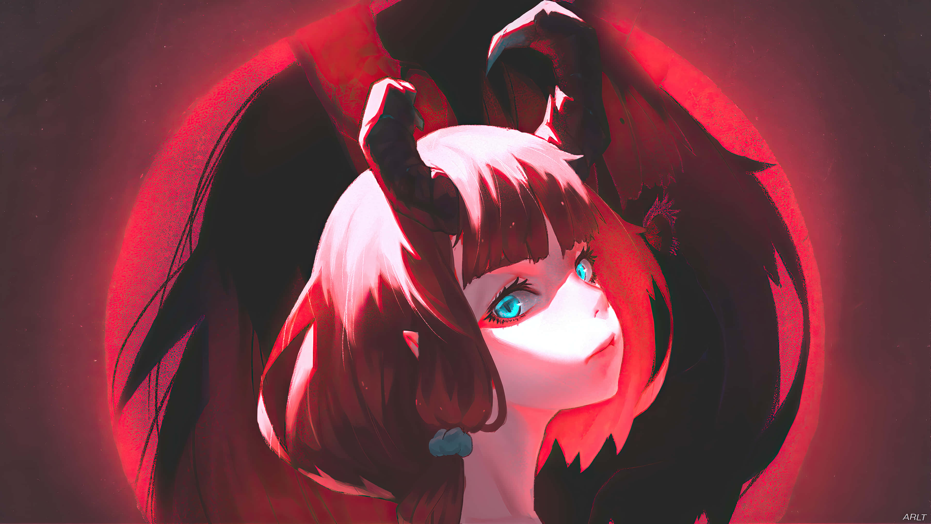 Devil Girl, red hair, horns, 4K Desktop Wallpaper