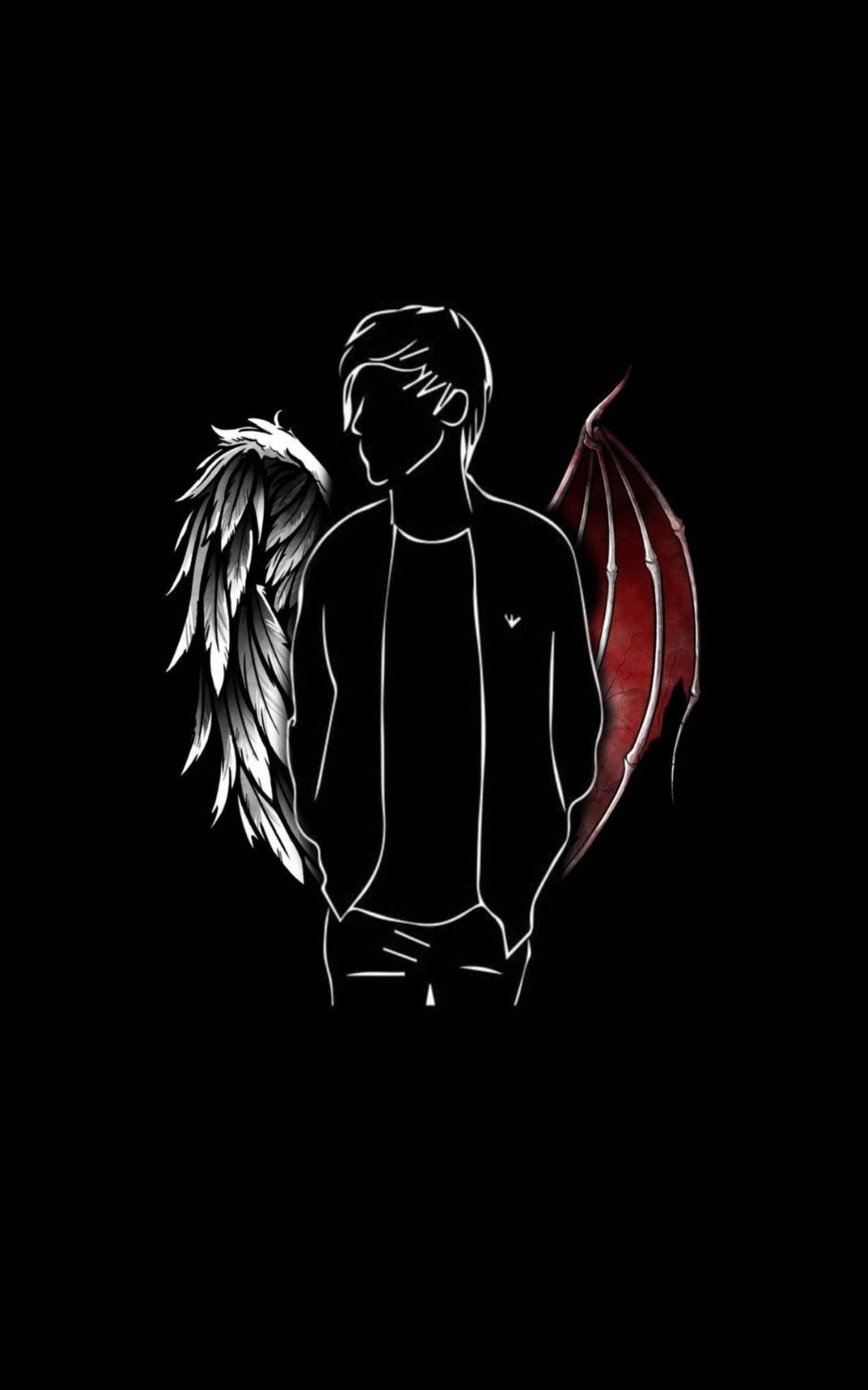 emo devil, iphone, white angel wing, 2K Phone Wallpaper