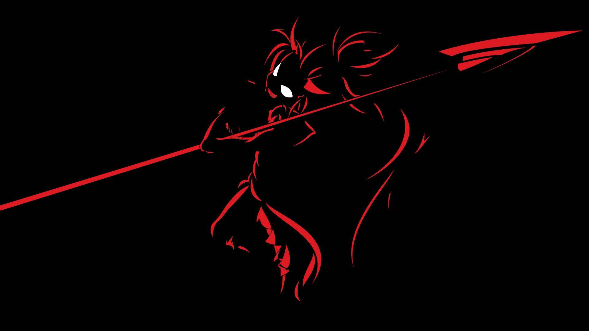 abstract red devil, warrior, flowing hair, Full HD Desktop Wallpaper