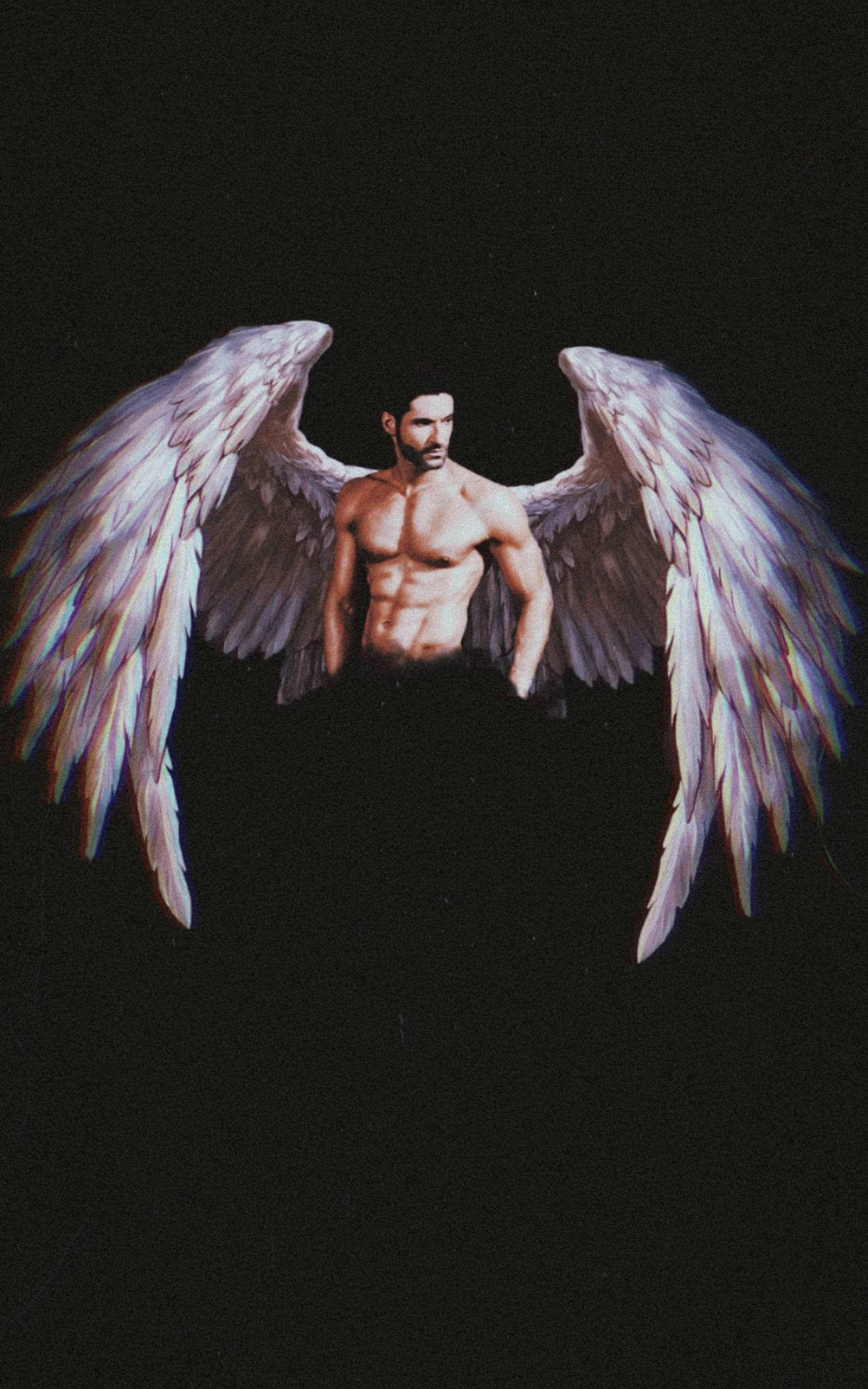 Devil, wings, white feathered wings, 2K Phone Wallpaper