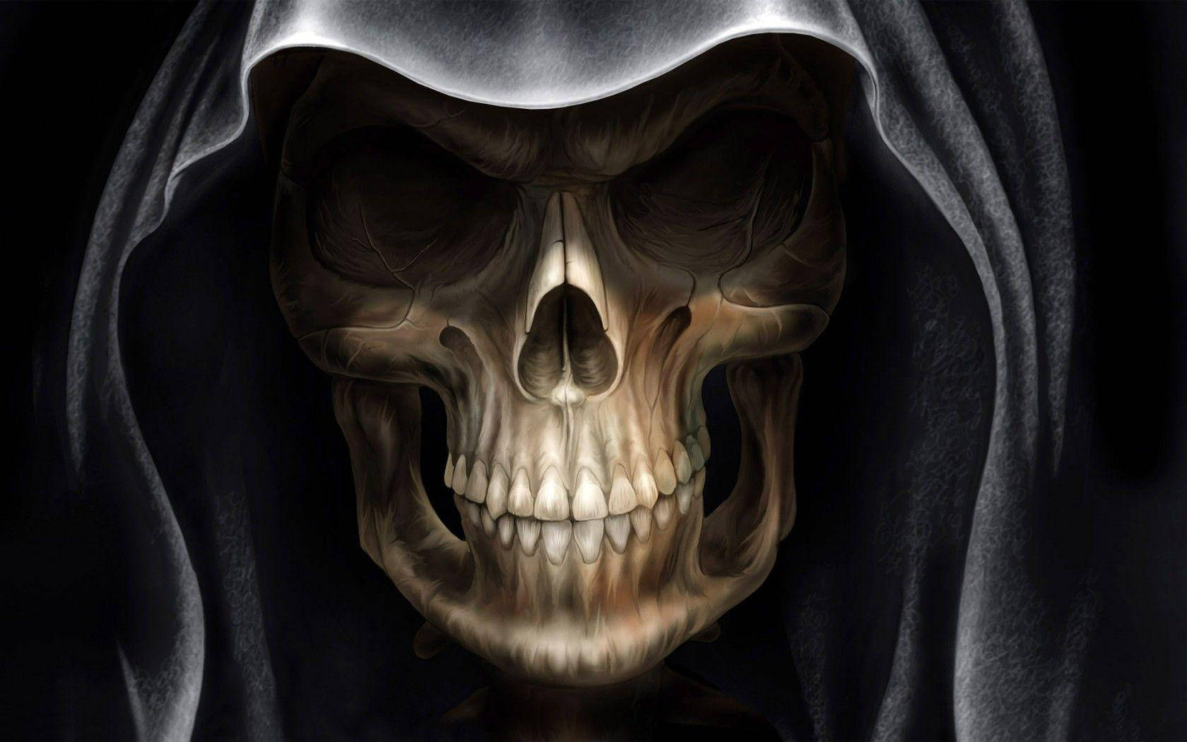 Devil iPhone, skull, metallic hooded cloak, HD Desktop Wallpaper