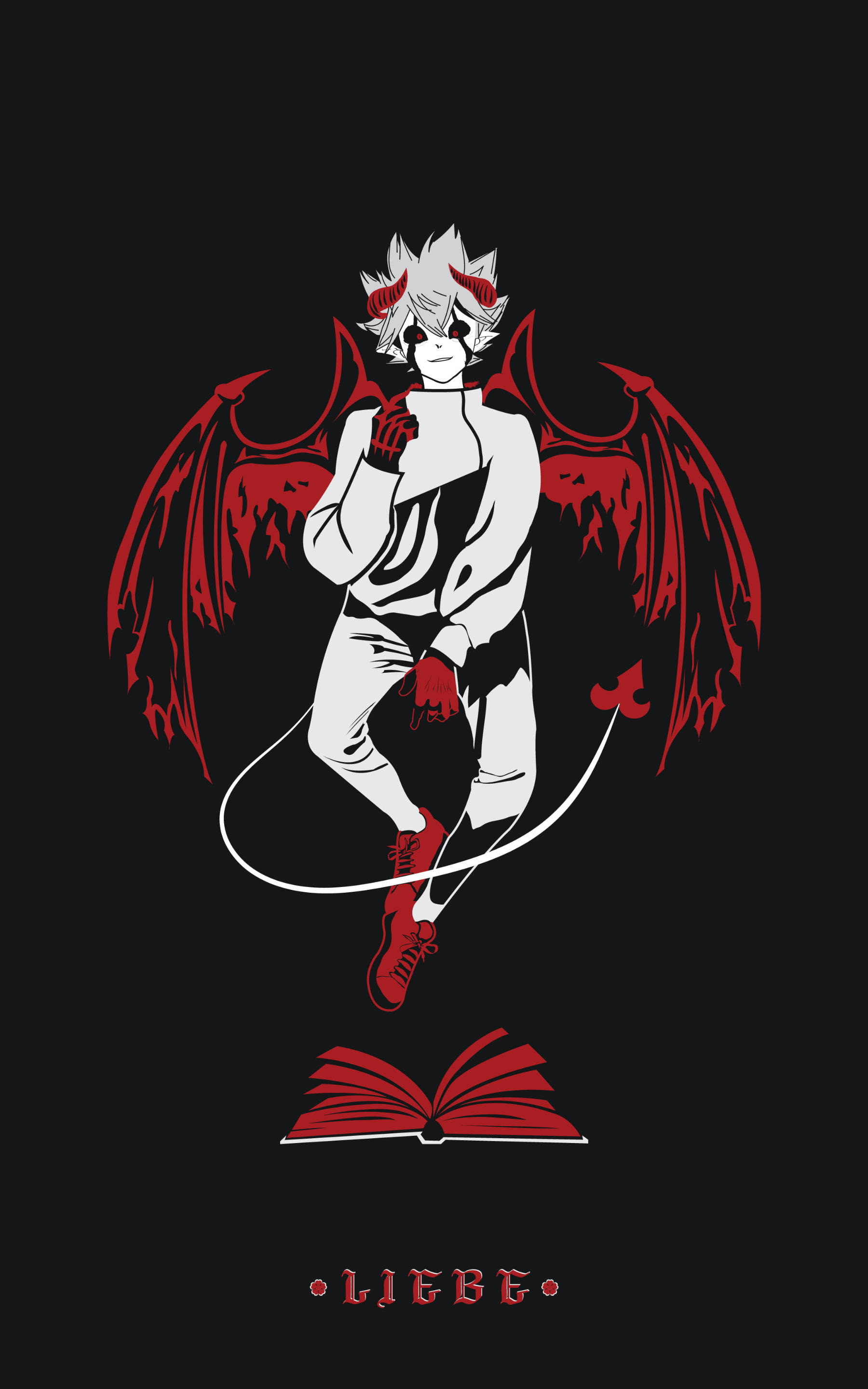Devil iPhone, red devil wings, white hair, 2K Phone Wallpaper