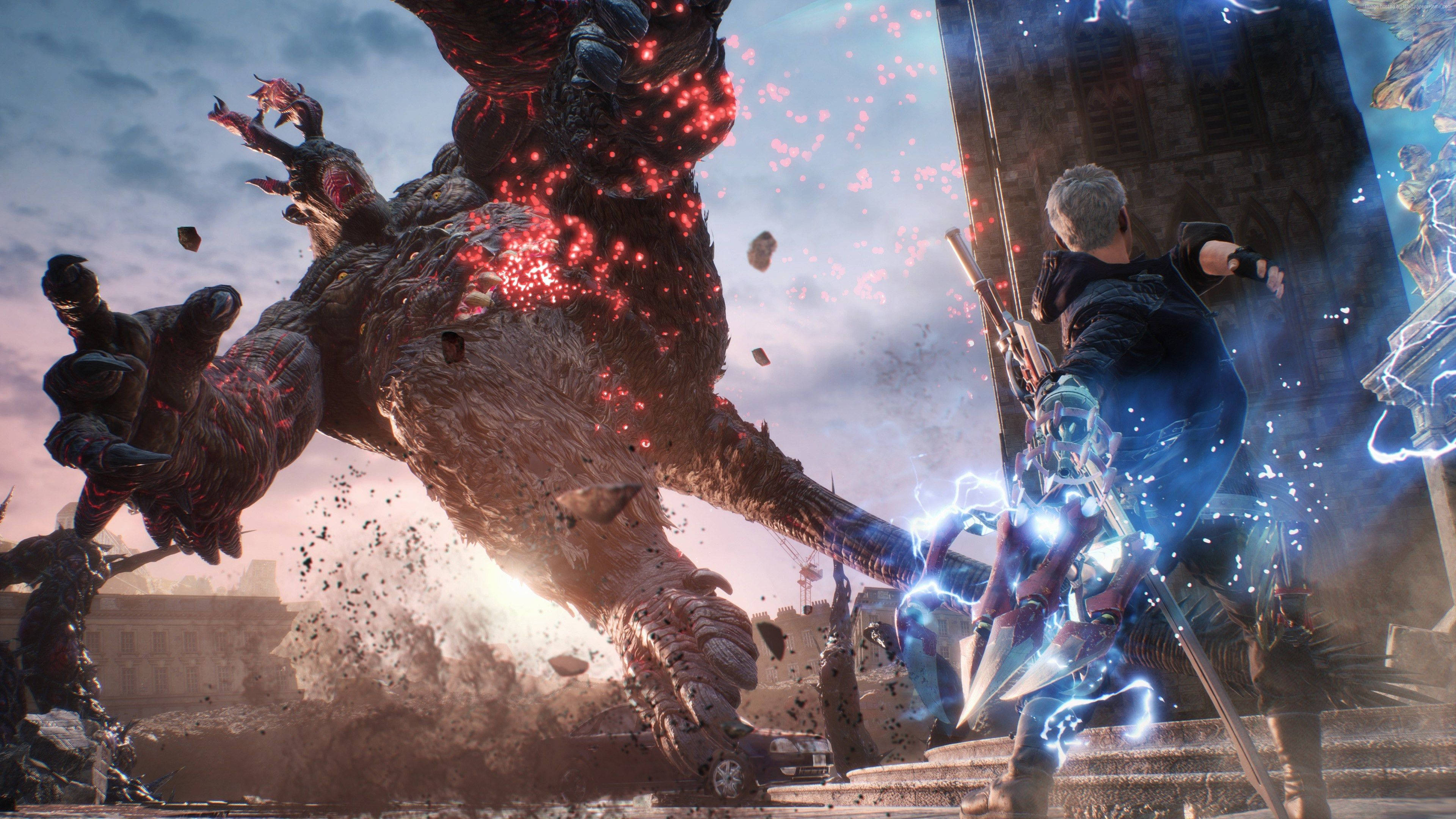 Devil May Cry 5, warrior, glowing armor, 4K Desktop Wallpaper