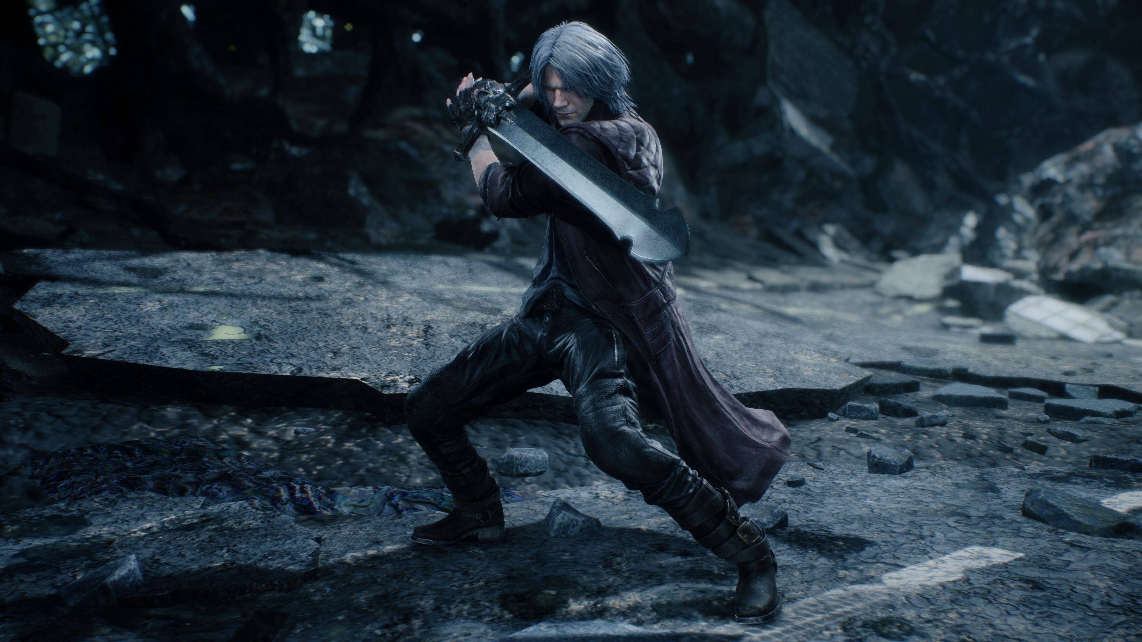 Devil May Cry 5, silver-haired warrior, massive sword, 4K Desktop Wallpaper