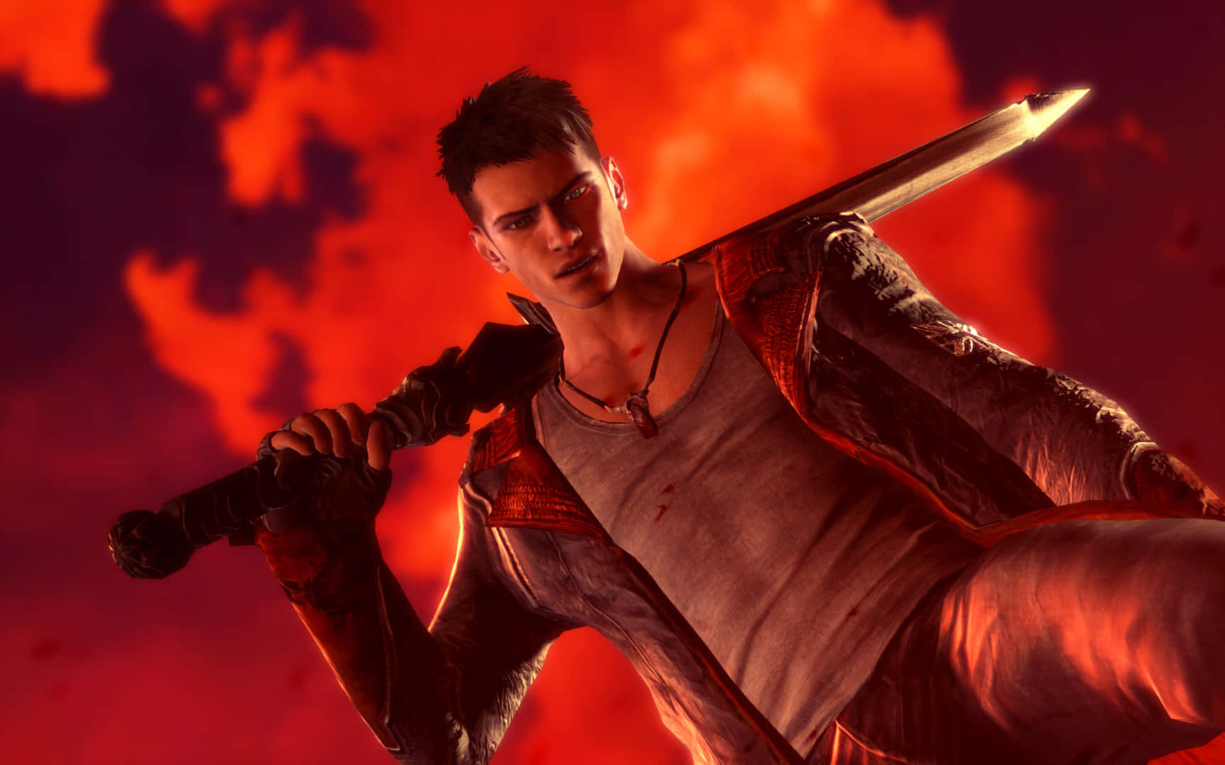 Devil May Cry, sword, fiery red sky, HD Desktop Wallpaper