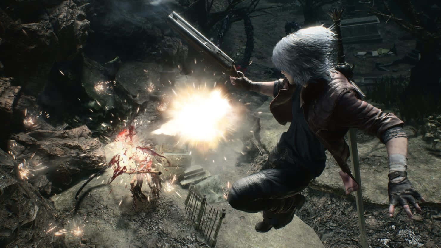 Devil May Cry, silver-haired warrior, shotgun, HD Desktop Wallpaper