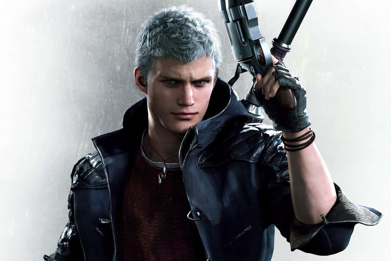 Devil May Cry, silver-haired man, black leather jacket, HD Desktop Wallpaper
