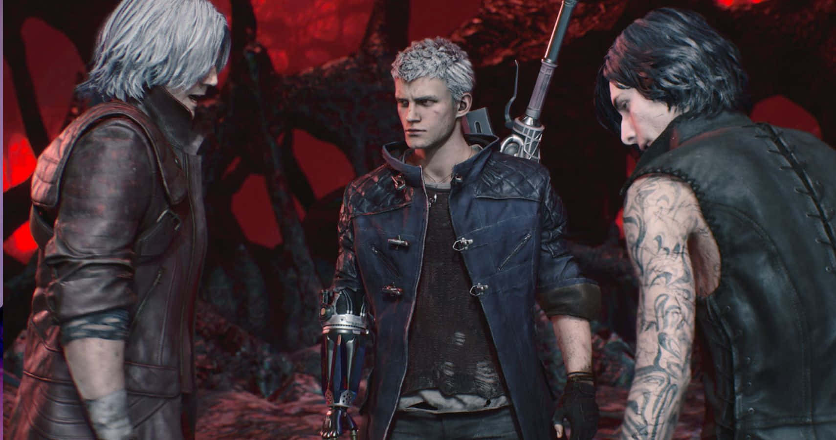 Devil May Cry, silver hair, tattoos, HD Desktop Wallpaper