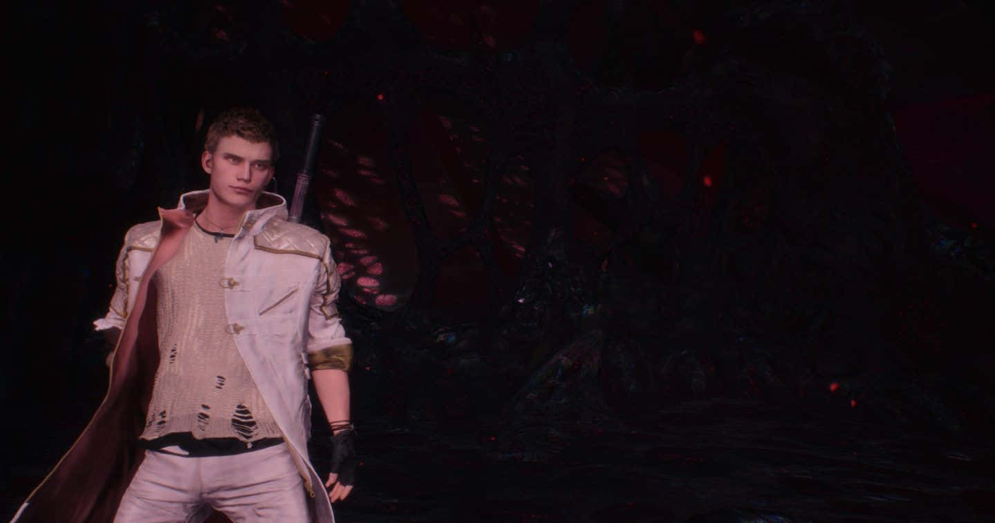 Devil May Cry, torn white coat, dark cave, HD Desktop Wallpaper