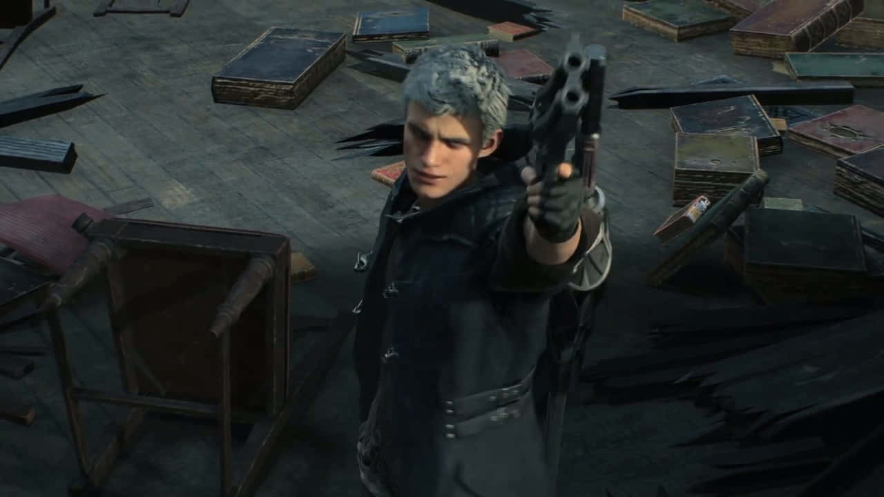 Devil May Cry, silver-haired man, dark coat, HD Desktop Wallpaper