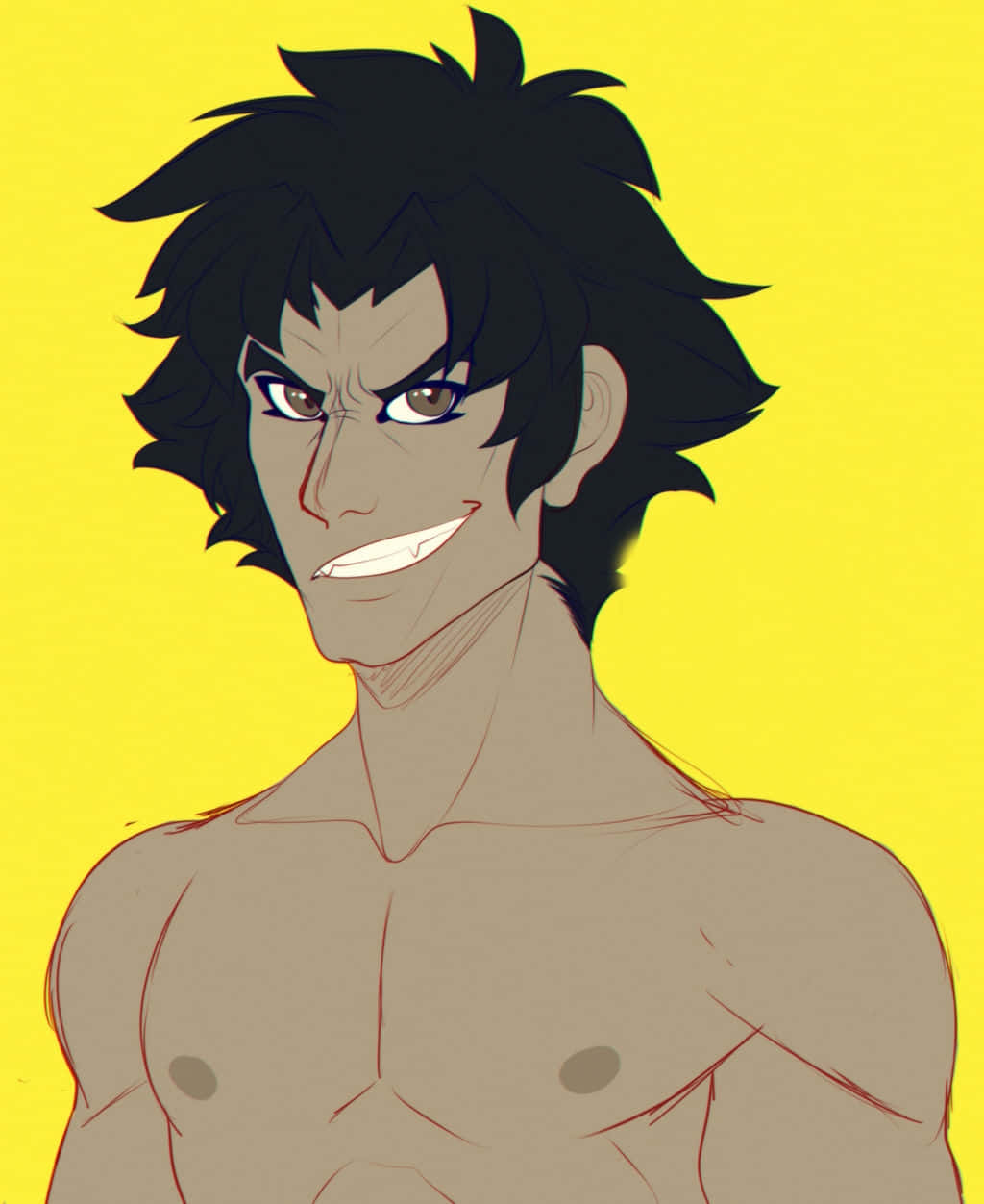 Devilman Crybaby Akira, smirk, muscular anime man, SD Phone Wallpaper