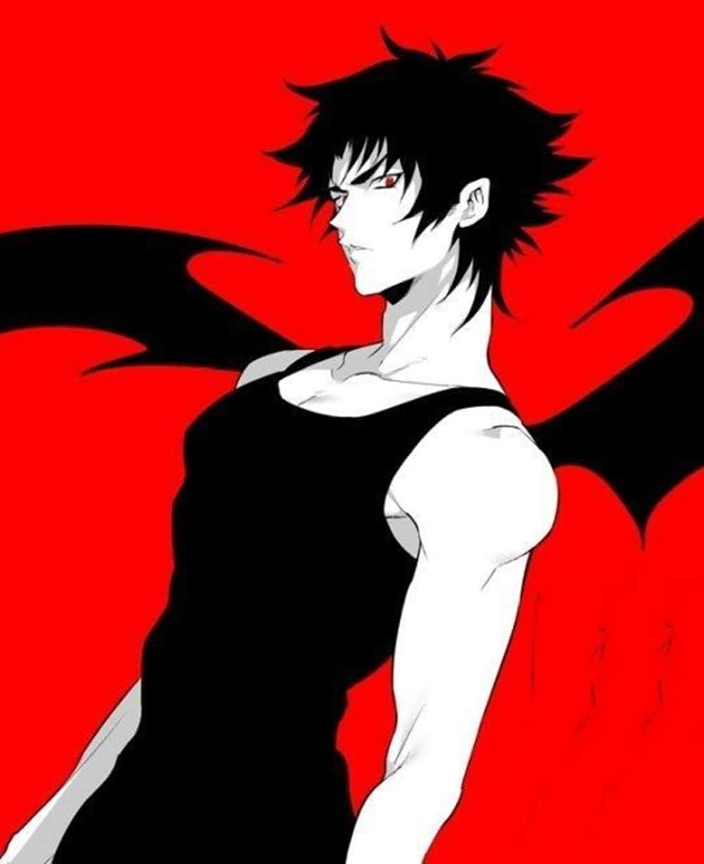 Devilman Crybaby Akira, black wings, red eyes, SD Phone Wallpaper