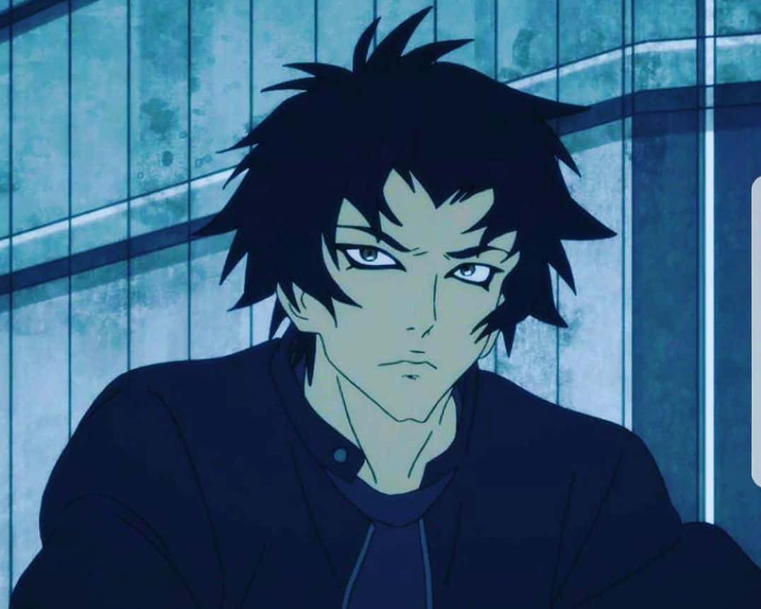 Devilman Crybaby Akira, spiky black hair, blue-tinted windowed wall, SD Desktop Wallpaper
