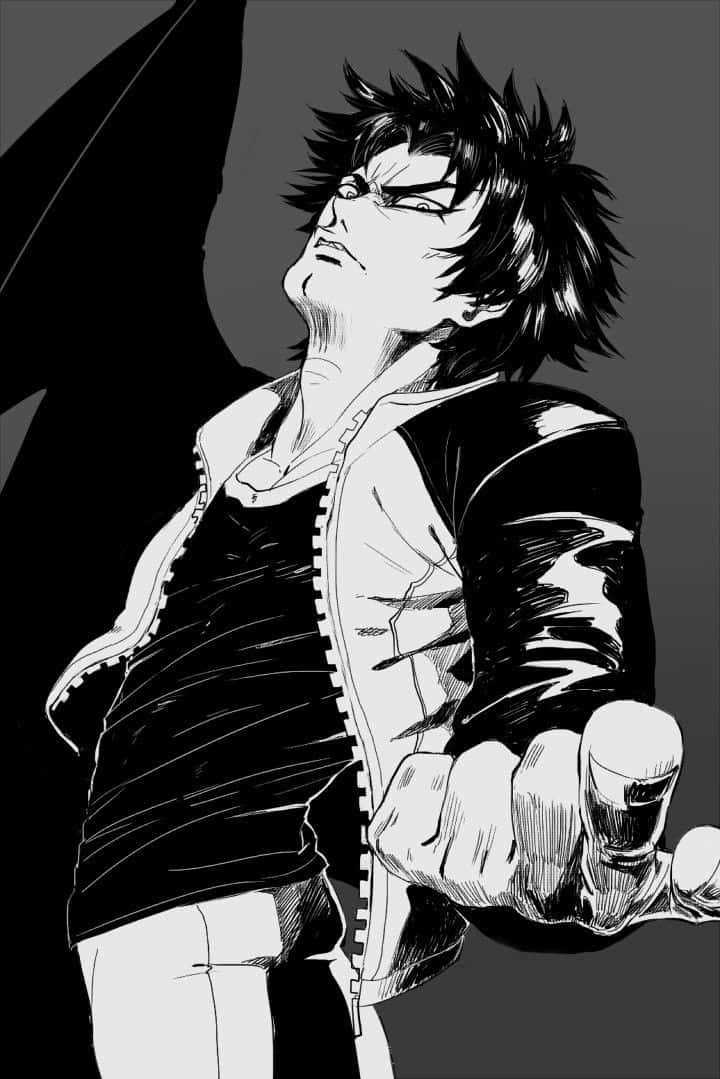 Devilman Crybaby Akira, spiky hair, intense expression, SD Phone Wallpaper