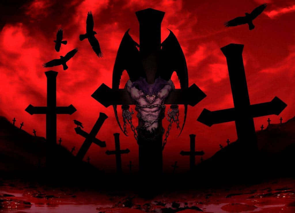 Devilman Crybaby Amon, bat wings, chains, SD Desktop Wallpaper