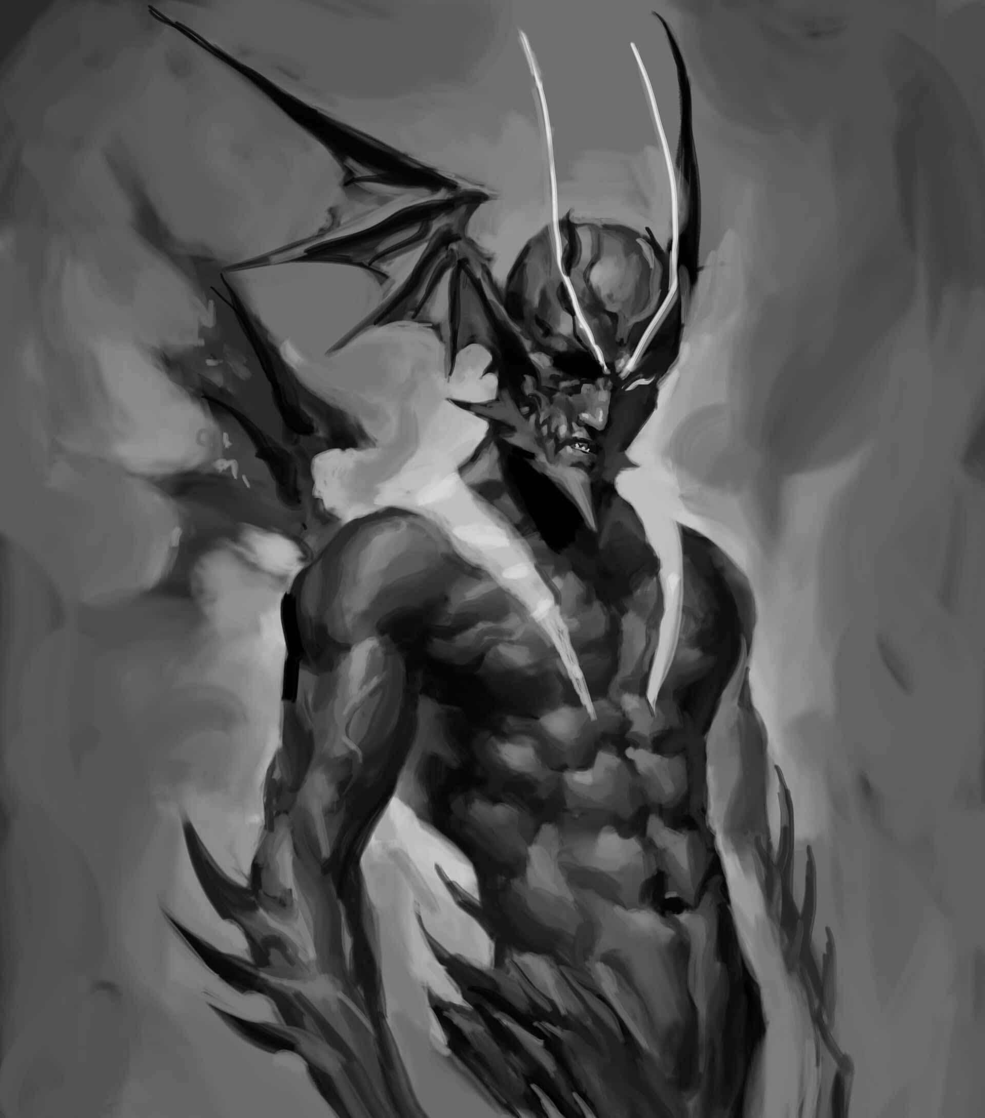 Devilman Crybaby Amon, bat-like wings, horns, Full HD Phone Wallpaper