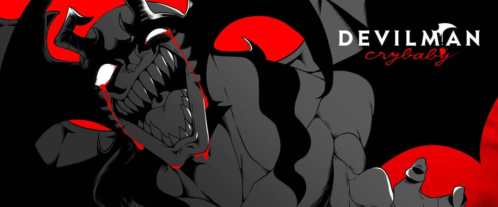 Devilman Crybaby Amon, red accents, black background, Full HD Desktop Wallpaper