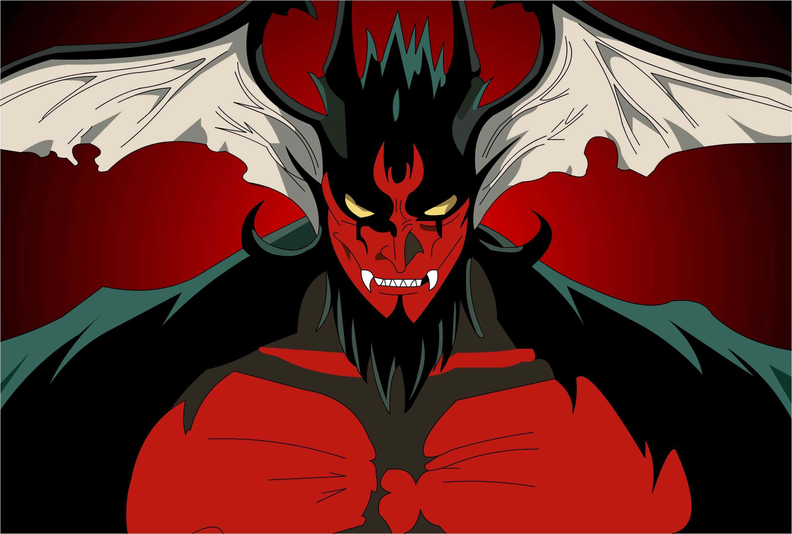 Devilman Crybaby Amon, red devil, glowing yellow eyes, 2K Desktop Wallpaper