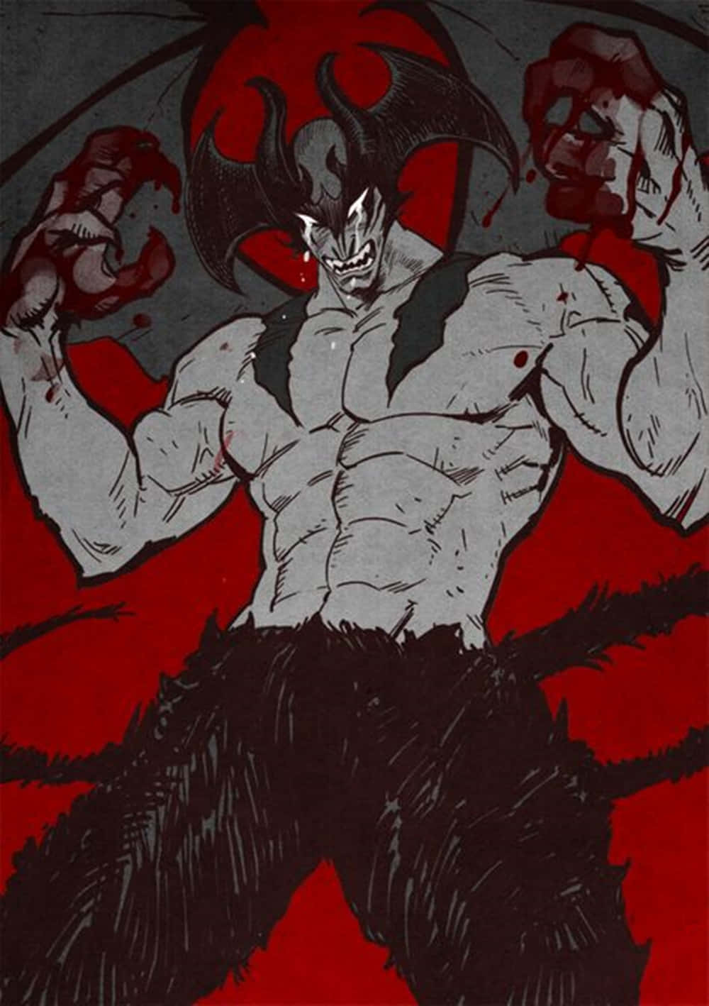 Devilman Crybaby Amon, horned demon, bloodied fists, HD Phone Wallpaper