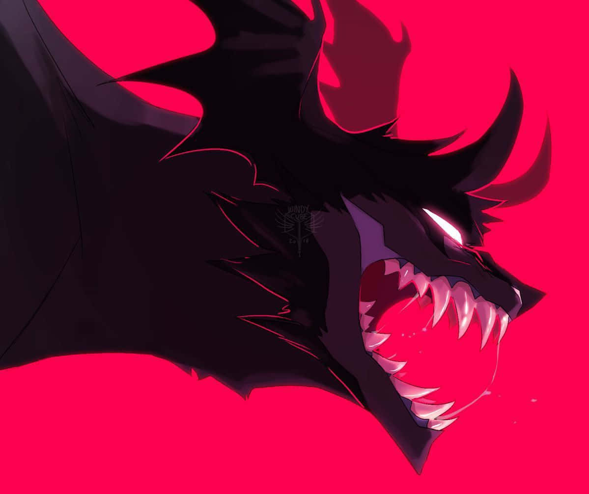 Devilman Crybaby Amon, black dragon, glowing white eyes, SD Desktop Wallpaper