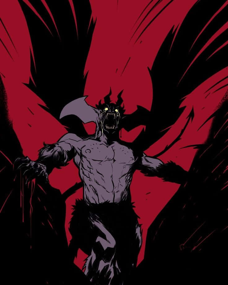 Devilman Crybaby Amon, glowing yellow eyes, bat-like wings, SD Phone Wallpaper