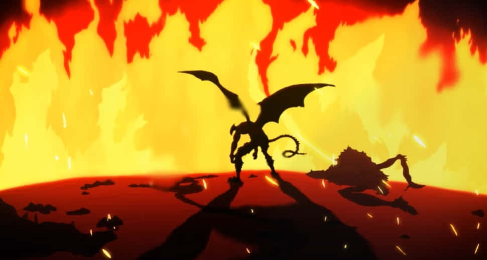 Devilman Crybaby Amon, dark dragon silhouette, fallen creature, SD Desktop Wallpaper