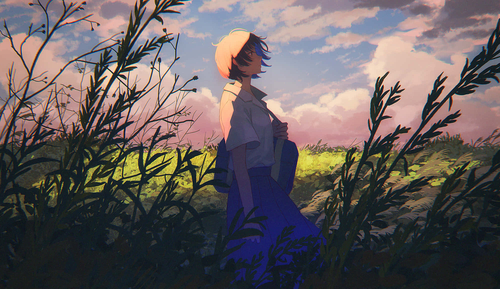 Miki Makimura, Devilman Crybaby, sunset, Full HD Desktop Wallpaper