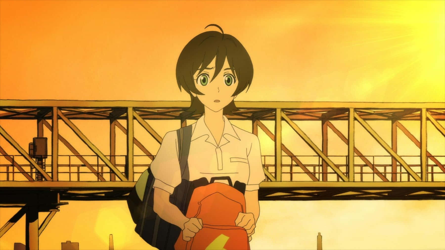 Devilman Crybaby, Miki Makimura, sunset bridge, HD Desktop Wallpaper