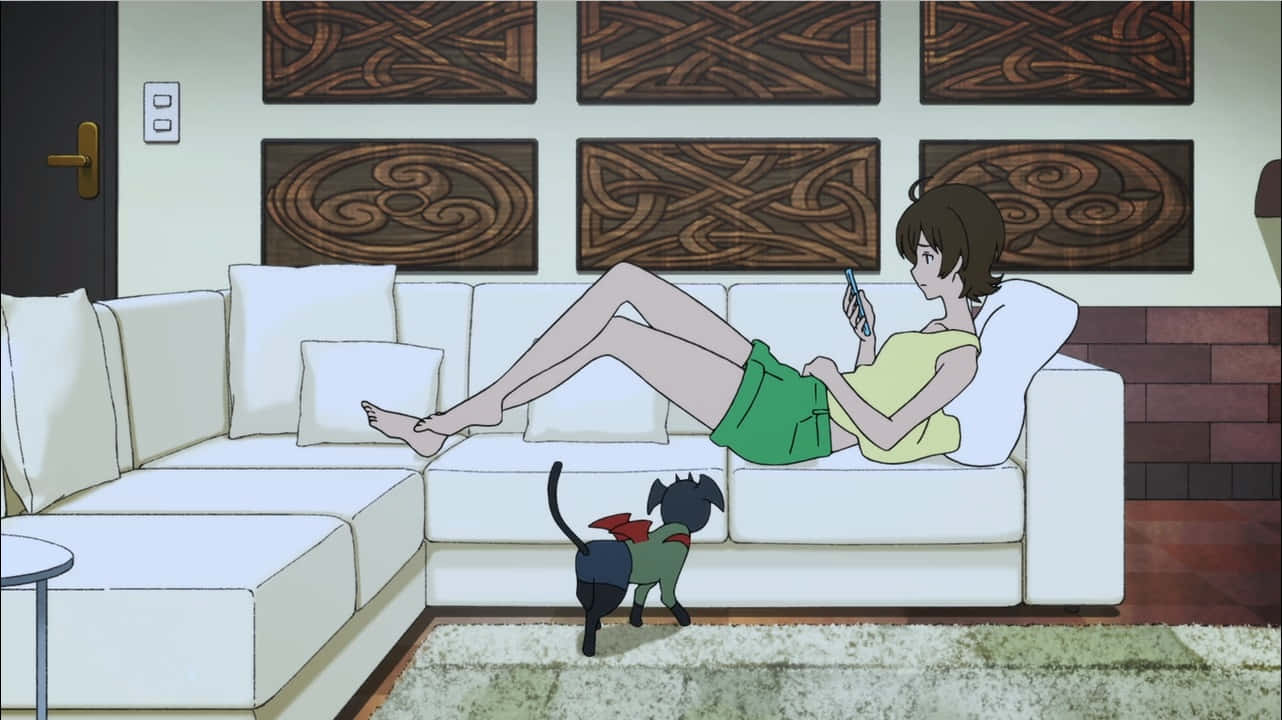 Miki Makimura, Devilman Crybaby, white sofa, HD Desktop Wallpaper