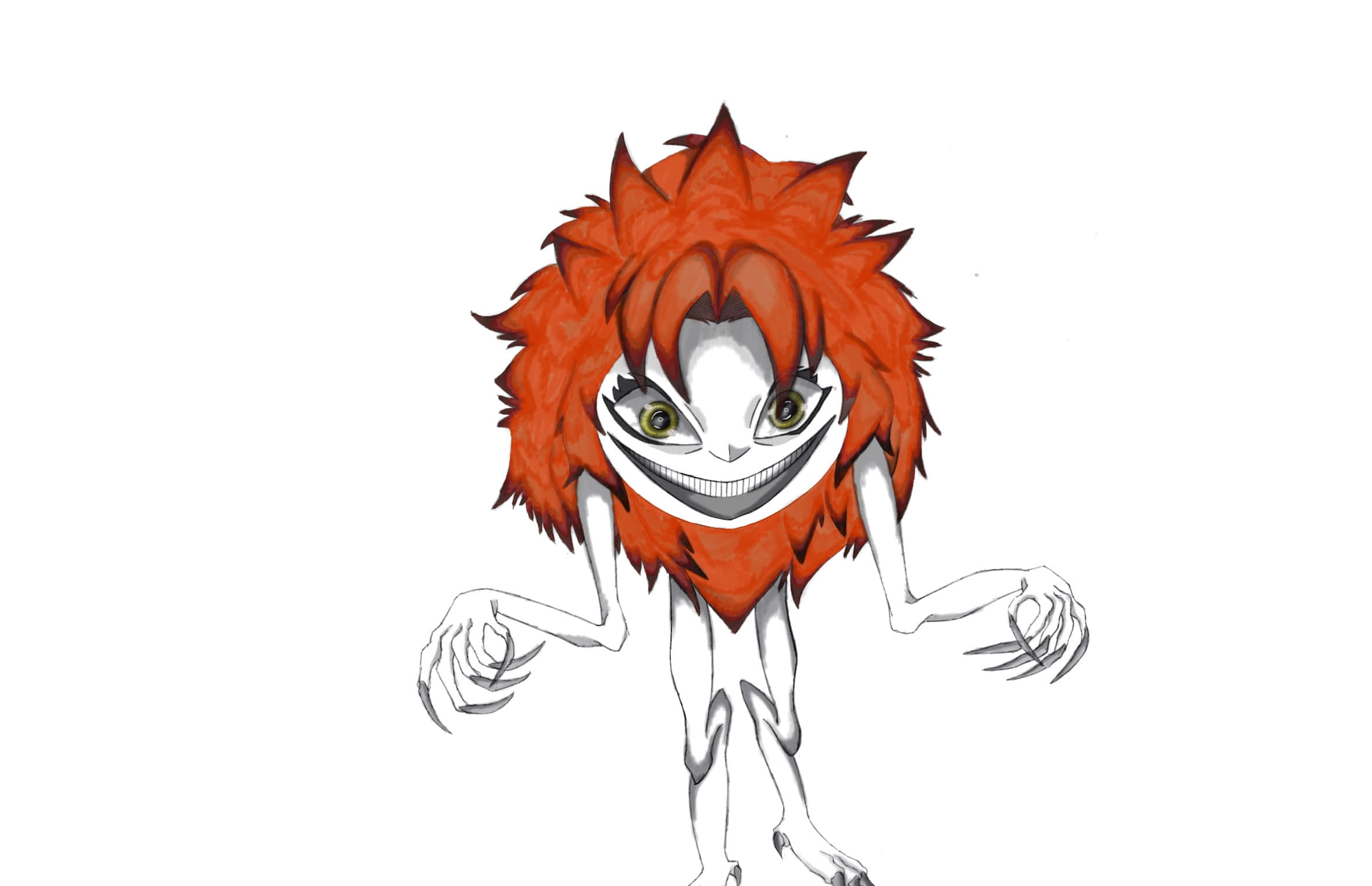 Devilman Crybaby Psycho Jenny, spiky orange hair, wide toothy grin, Full HD Desktop Wallpaper