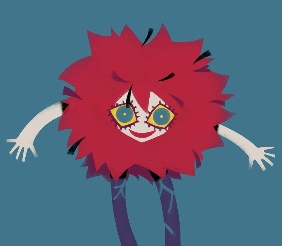 Devilman Crybaby Psycho Jenny, red spiky creature, stitched eyes, SD Desktop Wallpaper