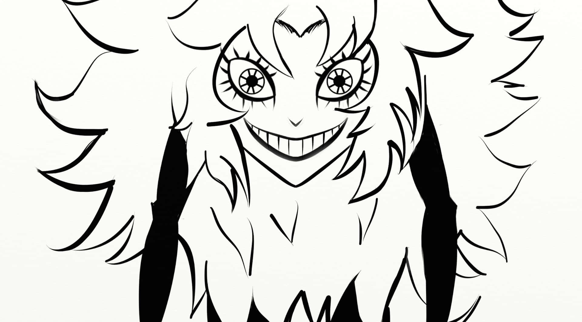 Devilman Crybaby, Psycho Jenny, black and white line art, Full HD Desktop Wallpaper