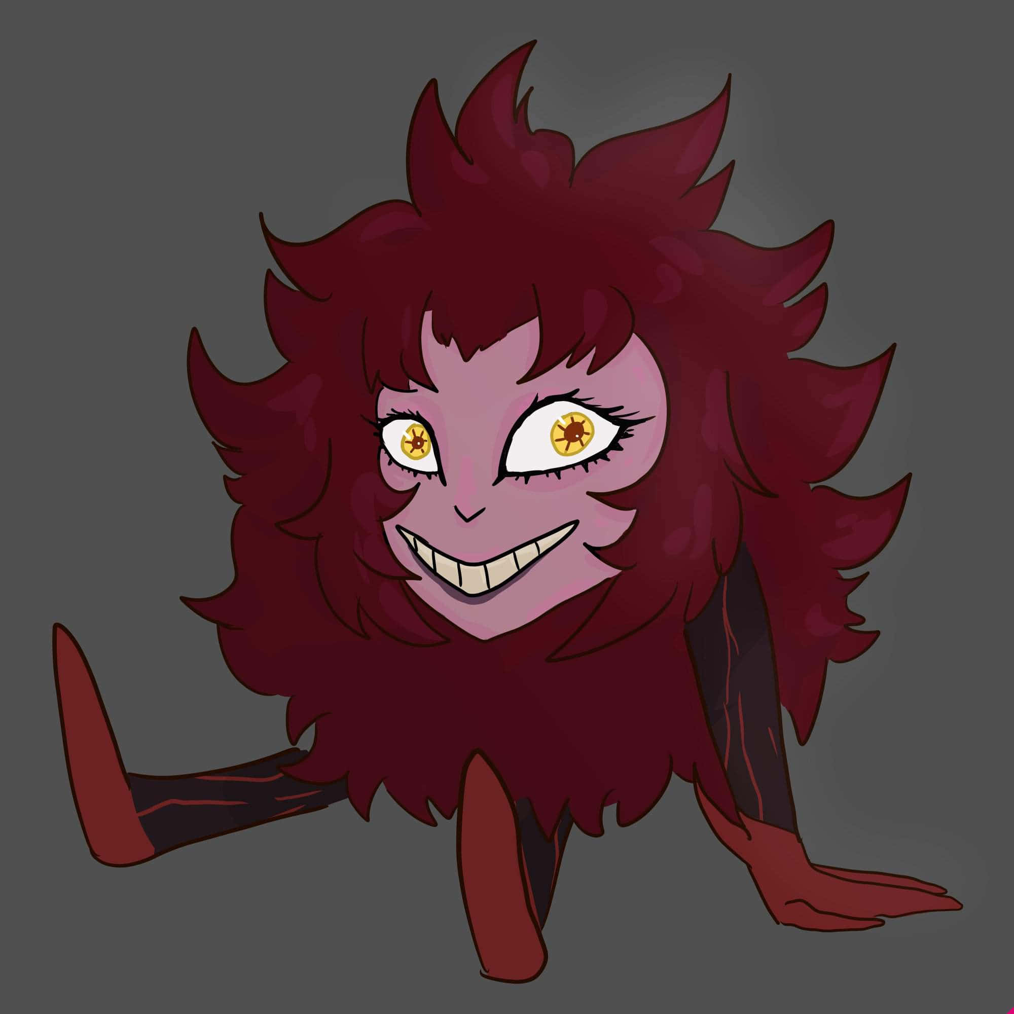 Devilman Crybaby Psycho Jenny, red-furred, star-eyed grin, Full HD Desktop Wallpaper