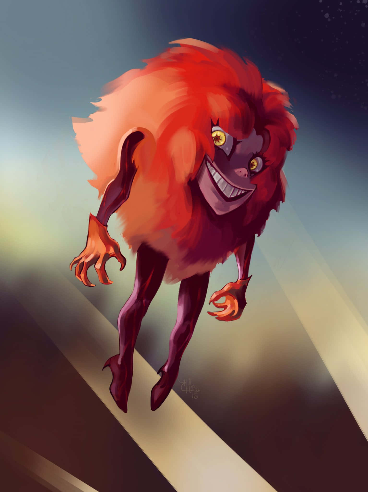 Devilman Crybaby Psycho Jenny, red-furred monster, glowing eyes, Full HD Phone Wallpaper